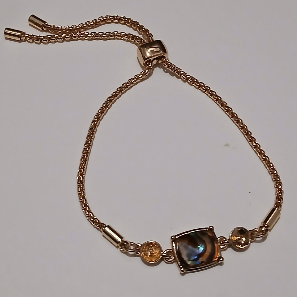 5" Gold Tone Braided Chain Bracelets Marble Stone A29